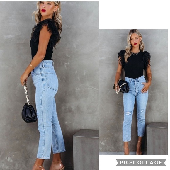 Black T-Shirt w/Organza Sleeves - Picture 4 of 6